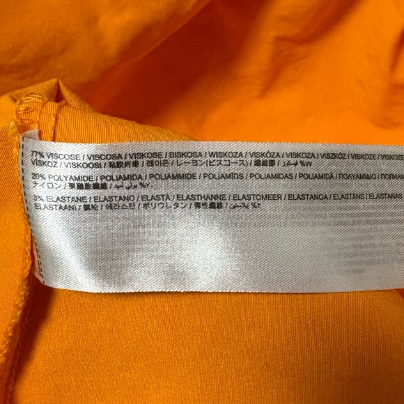 Mango Orange One‑Shoulder Dress Sleek Vibrant Asymmetrical Midi Women’s Size 6 - Picture 5 of 15